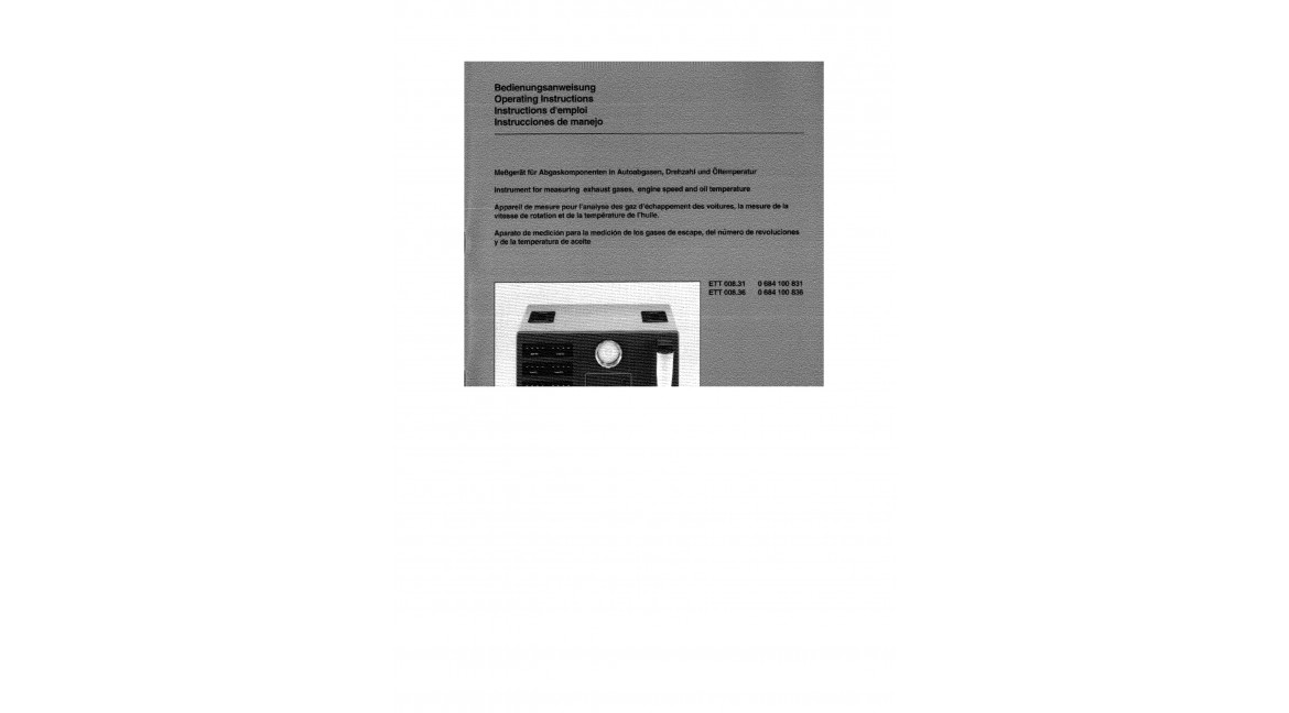 Instrucciones de manejo Analizador de gases Bosch ETT 008.31